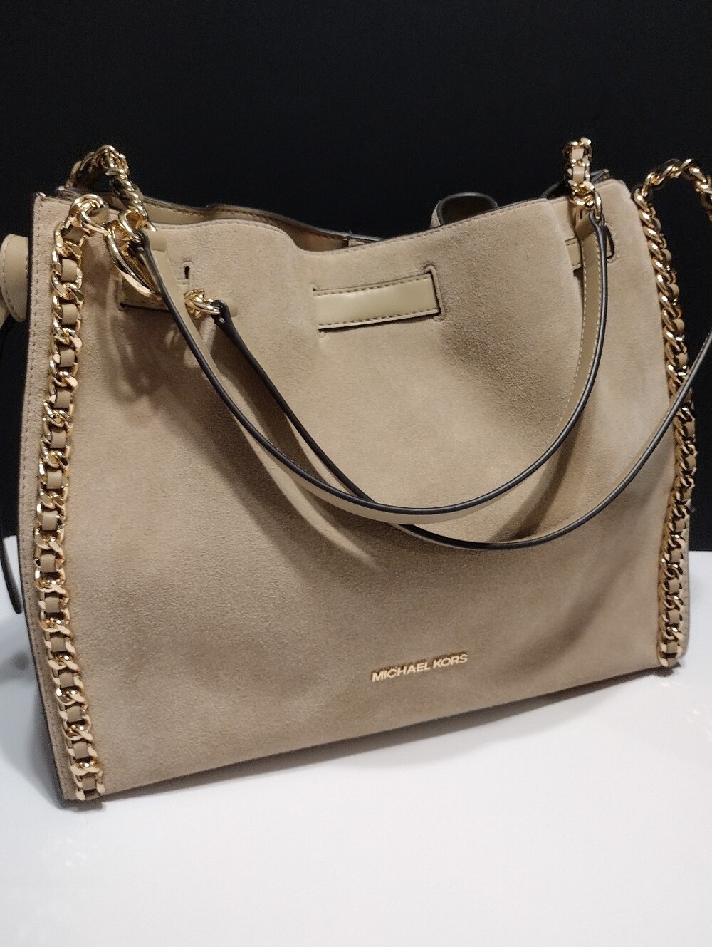 Michael Kors Mina Large Camel Shoulder Bag New